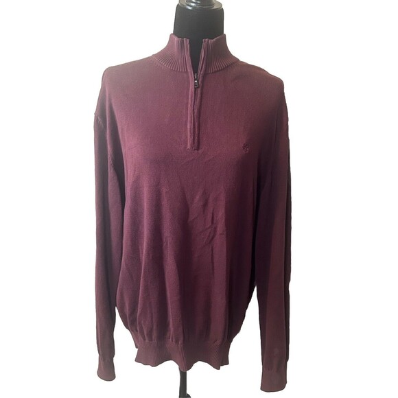 Mens Izod Burgundy Half zip Front Pull Over Sweater SZ-XL - Picture 2 of 5